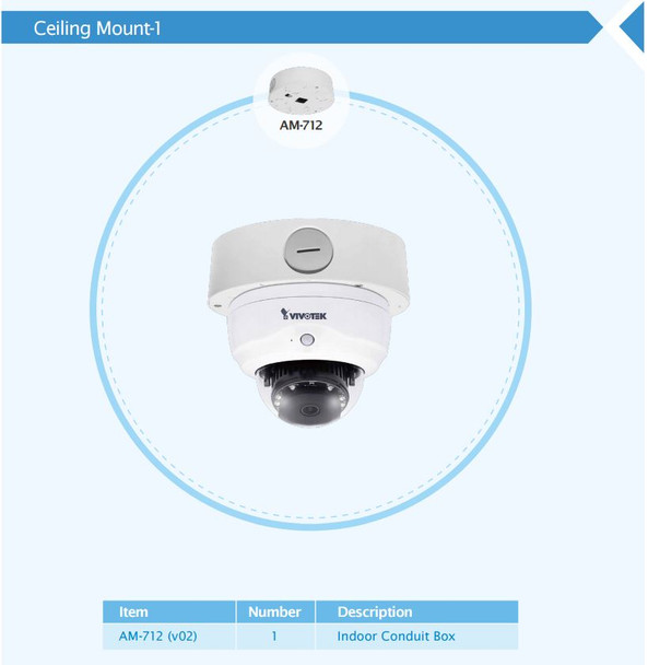 Vivotek FD816B-HF2 Dome IP Camera Junction Box