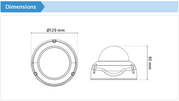 Vivotek FD9171-HT Dome IP Camera dimensions