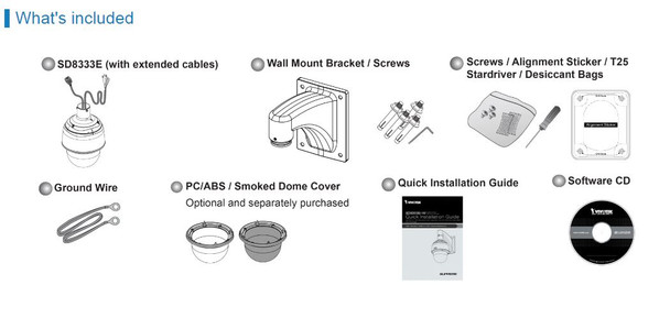 Vivotek SD8333-E PTZ IP Camera what's included