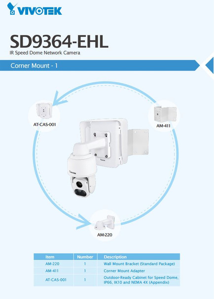 Vivotek SD9364-EHL IR PTZ IP Camera outdoor box and corner mount