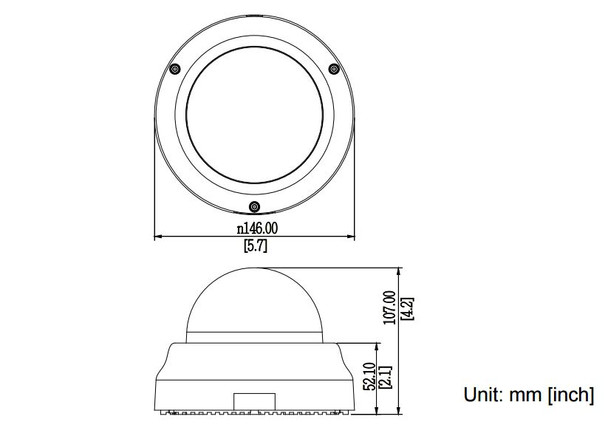 ACTI Q61 2MP IR Dome IP Camera Dimensions