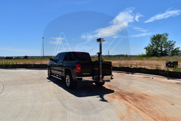 A2Z MSS-VRTM Vehicle Removable Hitch Mount Telescopic Mast - Manual Pneumatic with Internal Cable, Universal PTZ Camera Mount retracted side view 
