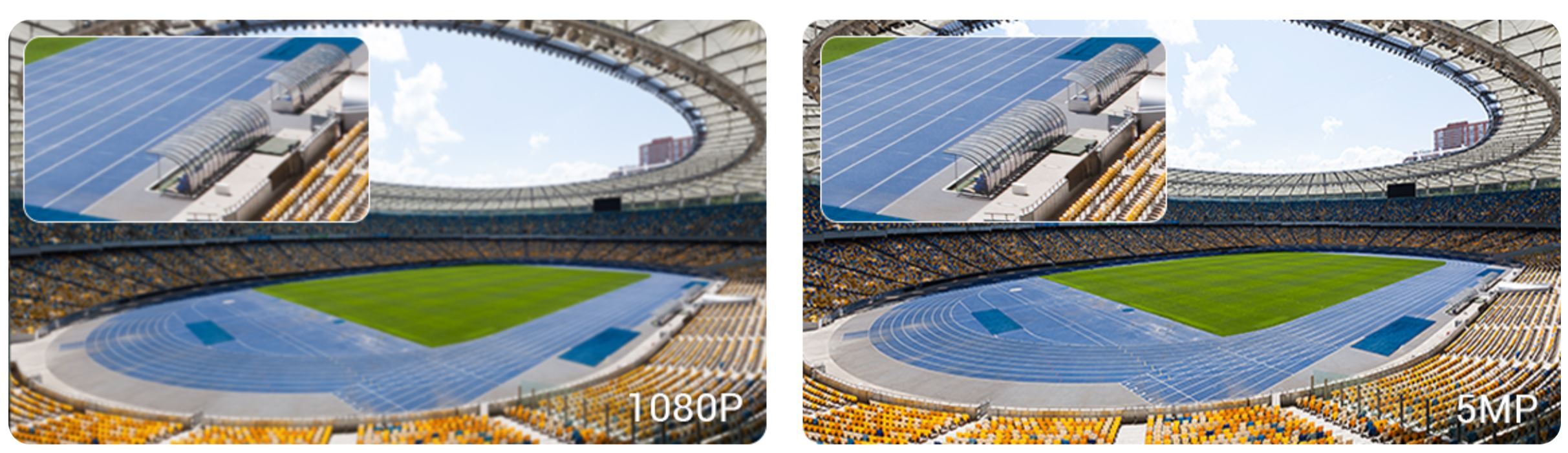 Sample Diagram Showing Digital Zoom and Full Scene Quality Comparison of a 1080p (2MP) vs 5MP Security Camera