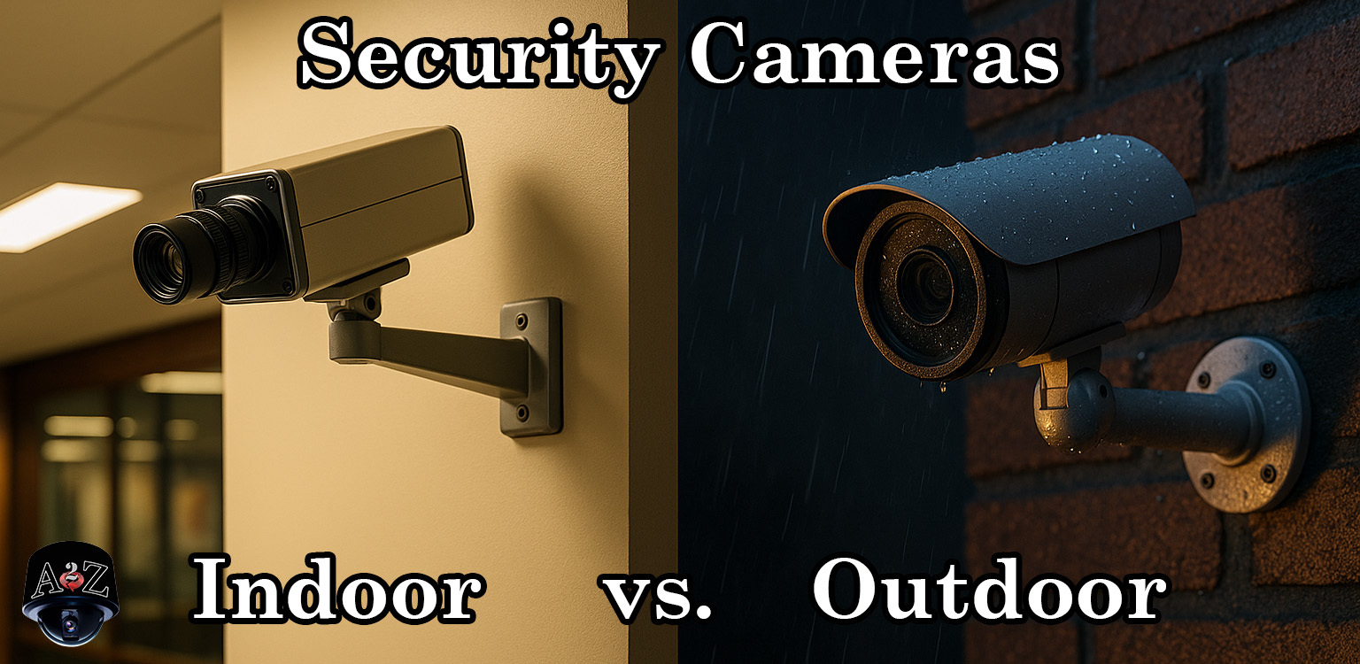 Indoor vs Outdoor Security Cameras Guide Hero Image  - showing indoor and outdoor cameras