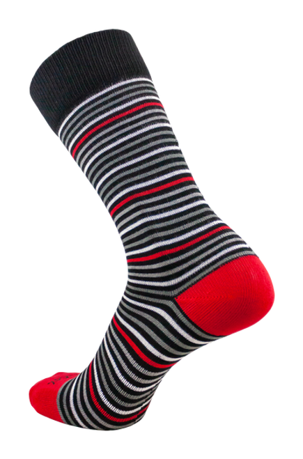 Bamboo Dress Sock Large Black & Red Stripes 7131-1 - EcoSox Wholesale