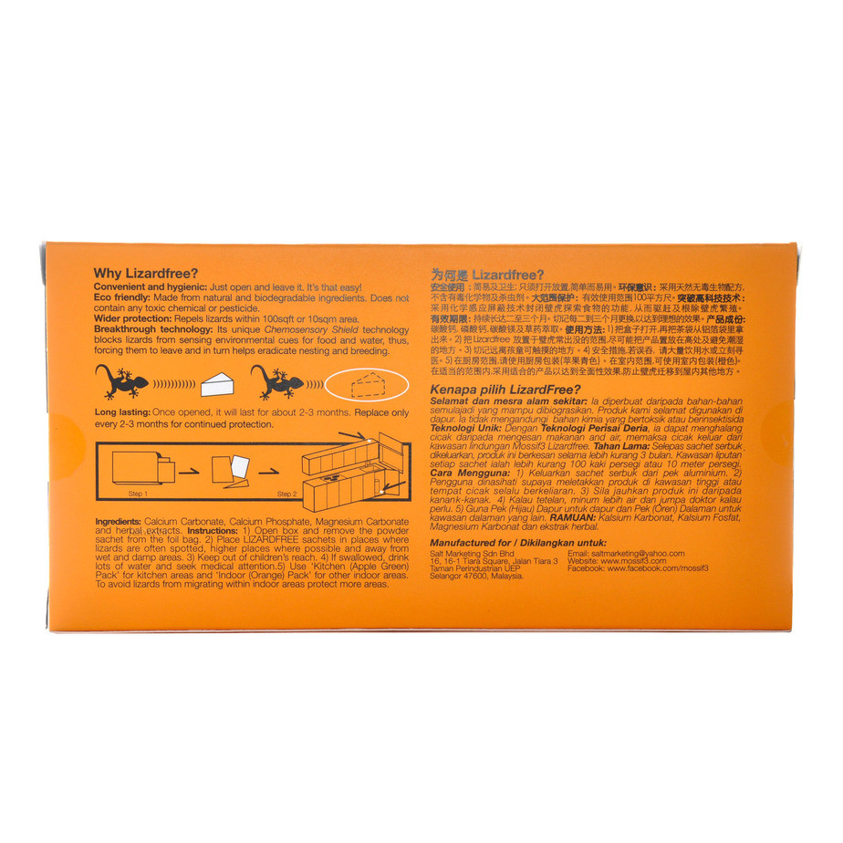 Mossif3 Lizard Free Repellent (2Packs Per Box) Selffix DIY