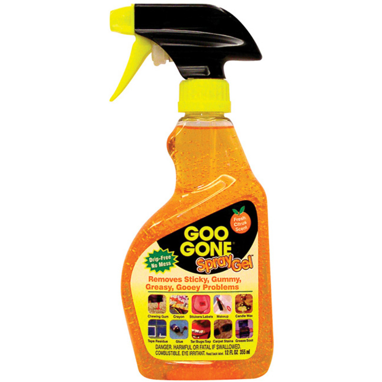 Goo Gone Spray Gel Adhesive Remover, Citrus Scent, 12oz Spray