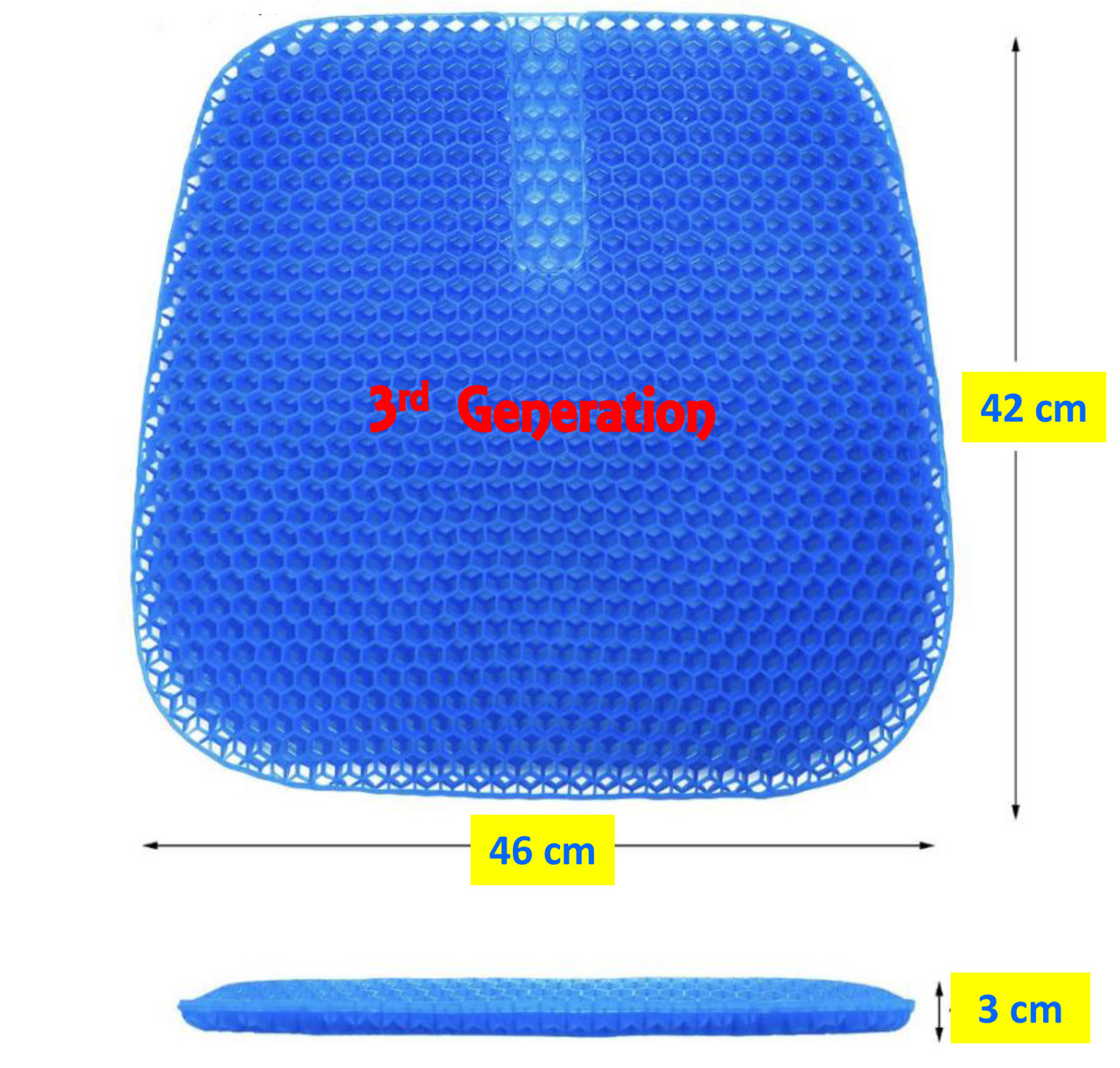 True Relief Super Comfy Honeycomb Cooling TPE Gel Seat Cushion Ocean Blue