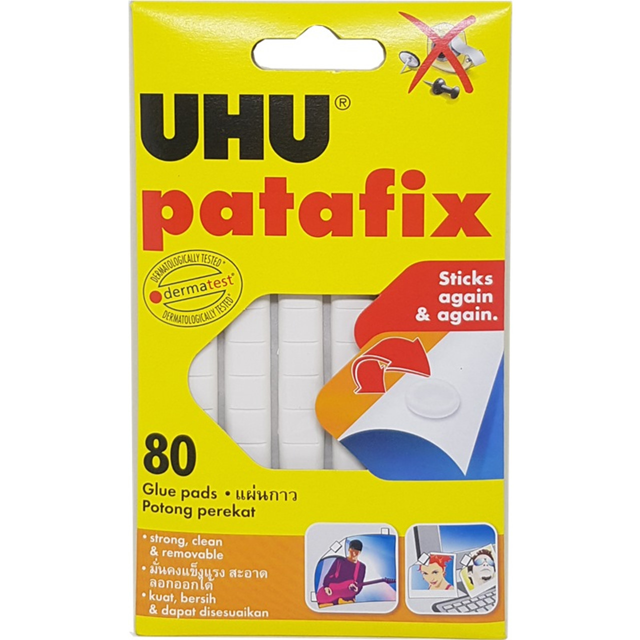 UHU 39125 Patafix White Removable & Reuseable Adhesive Glue Pads (80pcs)