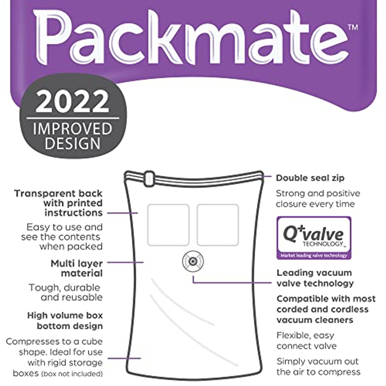 Packmate 2PC Large High-Volume Cube Vacuum Storage Bags