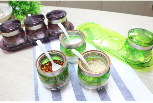 Glass Condiment Container 3pcs â€“ Green