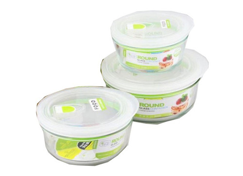 Homio Glass Container Round 3pcs