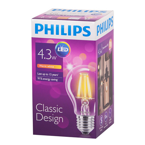 PHILIPS LED Fila 4.3-50W E27 WW A60