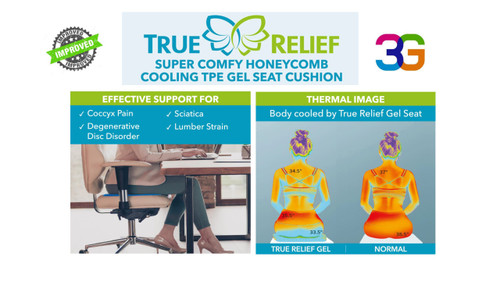 True Relief Super Comfy Honeycomb Cooling TPE Gel Seat Cushion Coal Black