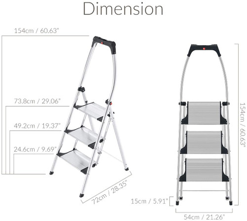 Hailo Living Step Comfort Plus 3 Step Ladder - Selffix Singapore