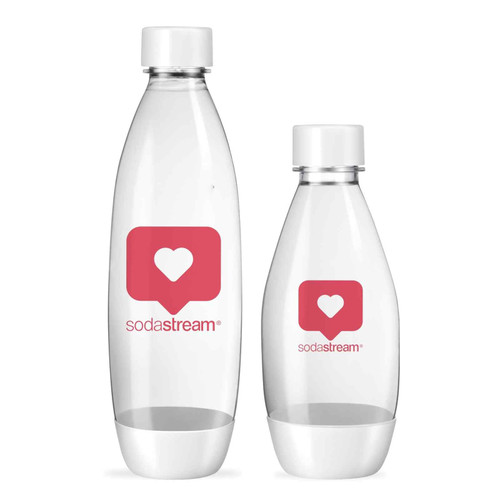 SodaStream Love Design 1L & 0.5L Twin Pack Fuse White Carbonating Bottles