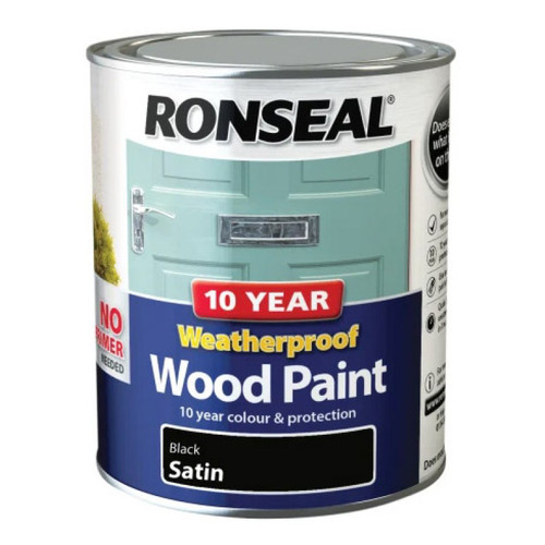 Ronseal 750ml 10 Year Weatherproof Wood Paint (Black Satin)