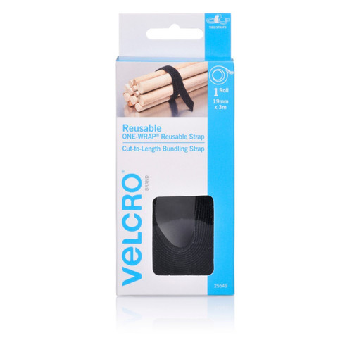 Velcro 25549 Adjustable Wrap Black 19mm X 3m