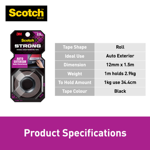3M Scotch 710-S12 Auto Exterior Double-sided Mounting 12mmx1.5m Tape