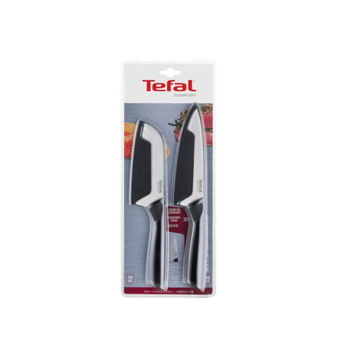 Tefal K221S2 2pc Knife Set : Santoku12cm + Chef 15cm - Selffix Singapore