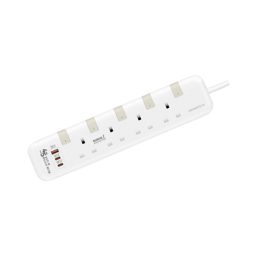 Soundteoh PS-645C 4 Ways Extension Socket PD45W USB-A+C Quick Charger with Surge Protector - Selffix Singapore