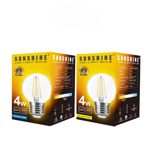 Sunshine LFGGF-4E27 Filament Bulb 4W E27 Daylight/ Warmwhite - Selffix Singapore