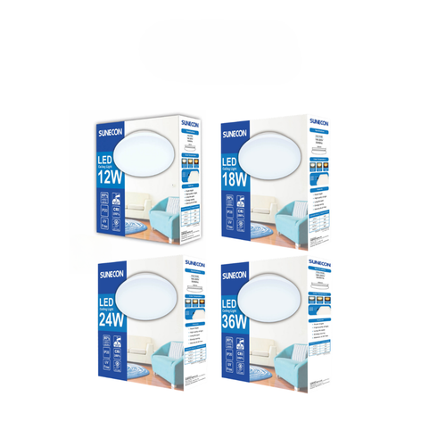 Sunshine Sunecon Round LED Ceiling Light 12W / 18W / 24W / 36W 230mm Tri-Color 3000K / 4000K / 6500K Selectable Tone with Switch - Selffix Singapore