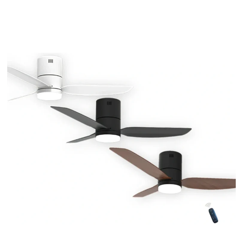 Gloxon 45" DC 3-Blades Hugger Ceiling Fan with LED Light CF3201 LR Black / Black Wood / White - Selffix Singapore