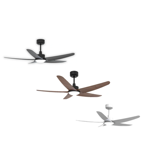 Gloxon 52" DC 5-Blades Ceiling Fan with LED Light CF5103 LR Black / Black Wood / White - Selffix Singapore