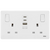 British General Neo Slimline 2 Gang Switched Socket with 15W USB A+C+C (PCWH22UACC15) - Selffix Singapore