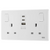 British General Neo Slimline 2 Gang Switched Socket with 15W USB A+C+C (PCWH22UACC15) - Selffix Singapore