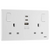 British General Neo Slimline 2 Gang Switched Socket with 15W USB A+C+C (PCWH22UACC15) - Selffix Singapore