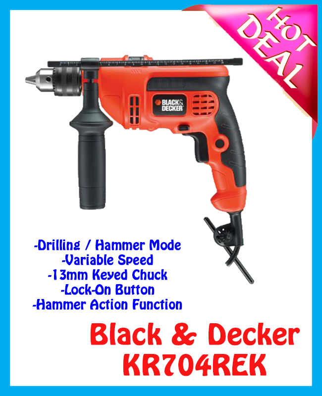 Black and Decker KR704REKP 710W VSR Hammer Drill 13mm Selffix DIY