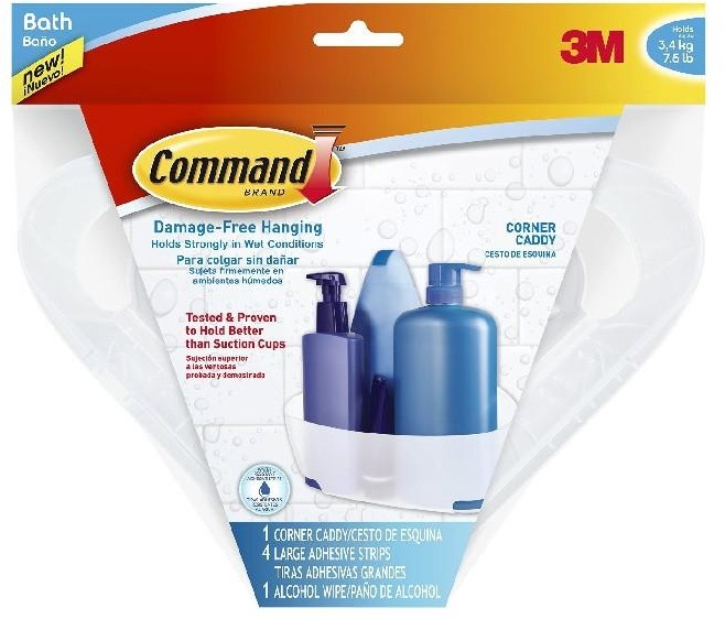 3M Command BATH 12 Corner Caddy with strips - Selffix Singapore