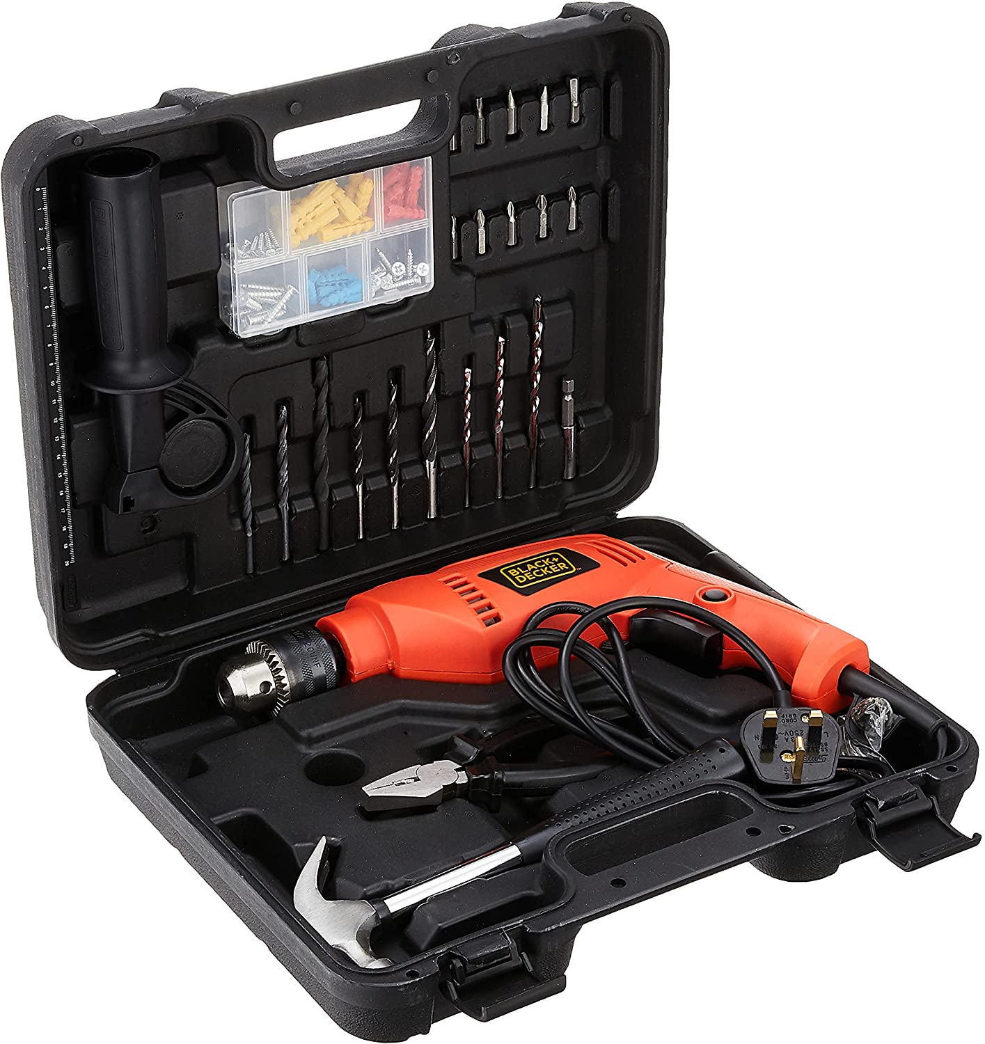 Black and Decker HD555KOPR 550W Hammer Drill Set Selffix DIY