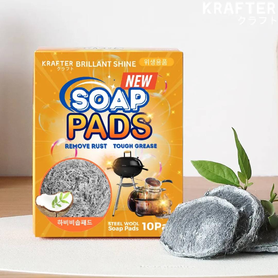 Krafter All-in-one Wool Steel Soap Pad (10Pads/Box) - Selffix Singapore