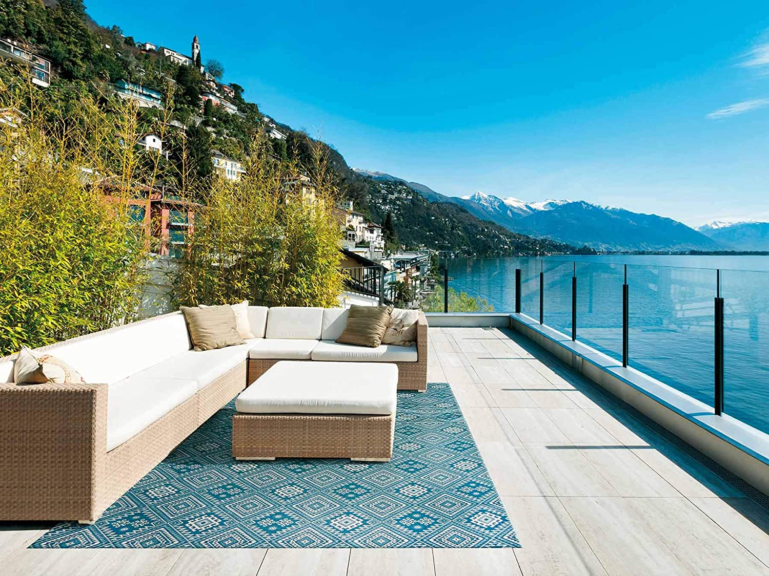 Friedola 24811 Indoor/Outdoor Carpet Pool Mosaic Grey (200 x 300cm) Selffix DIY