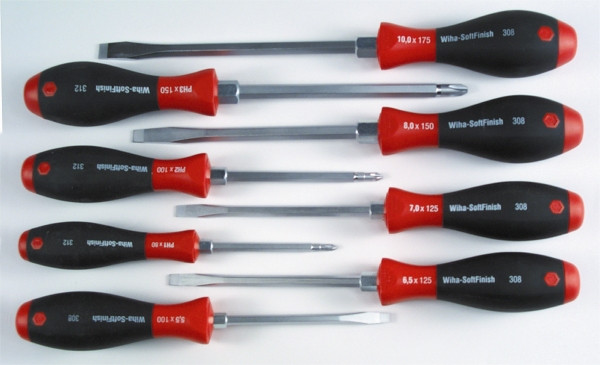8pc SoftFinish Heavy-Duty Slotted/Phillips Screwdriver Set, Wiha 30898