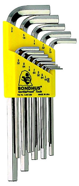 10pc Hex Key Set, 1/16