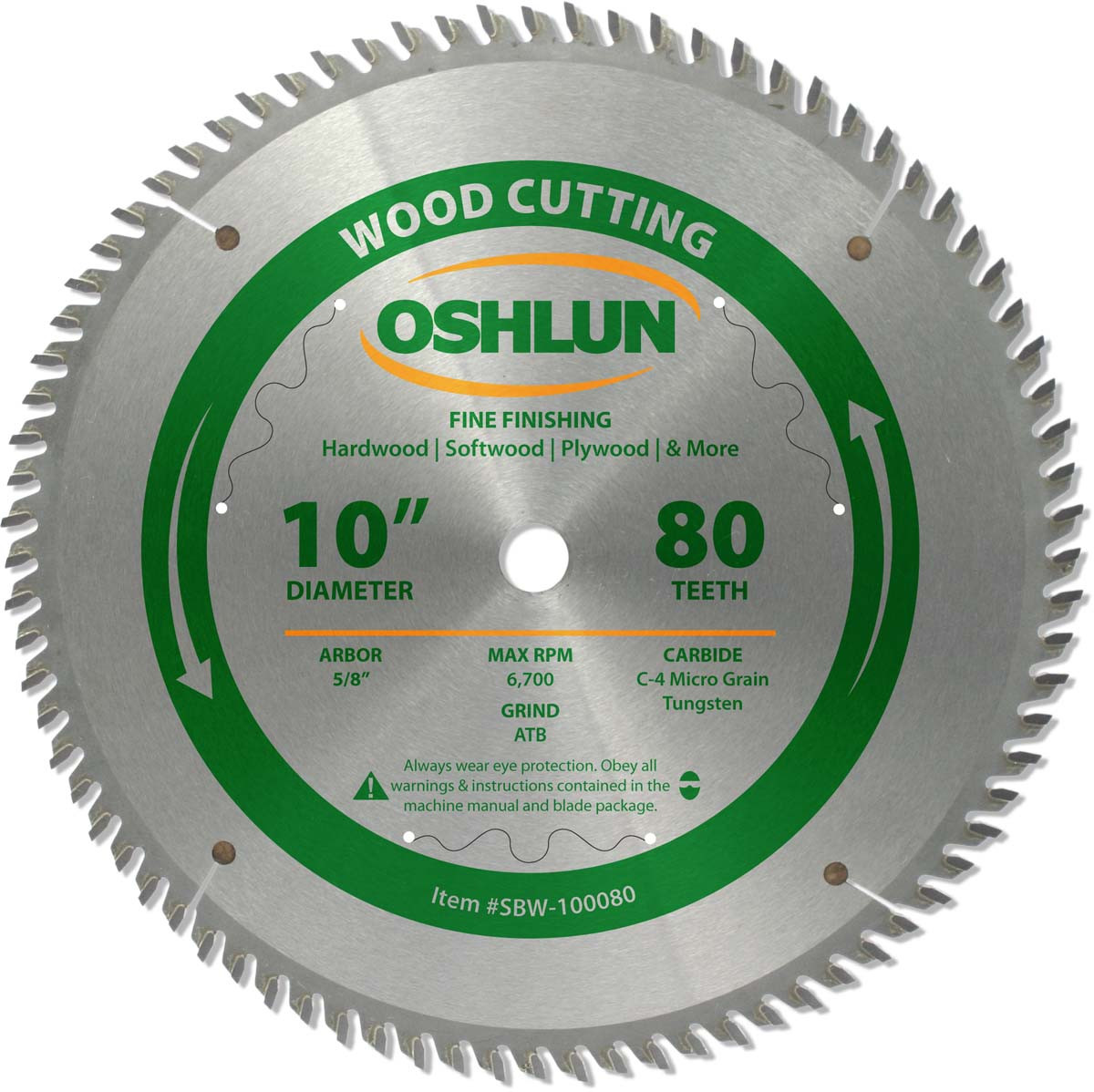 Oshlun SBP-100080 Hoja de sierra MTCG de 80 dientes de 10 pulgadas con eje de 5/8 pulgadas para plásticos Oshlun SBP-100080 Hoja de sierra MTCG de 80 dientes de 10 pulgadas con eje de 5/8 pulgadas para plásticos