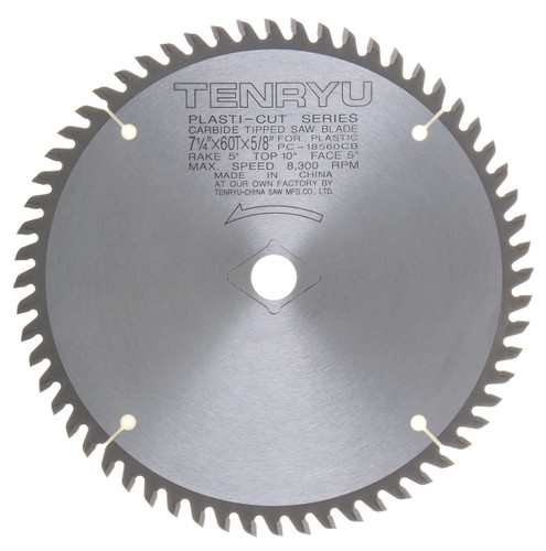 Tenryu PC-18560CB - Plastic Cutter Series Saw Blade, 7 1/4" dia x 60T