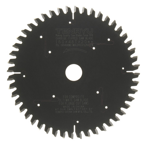 Plunge-Cut Saw Blade, 6-1/4" Dia, 48T, 0.087" Kerf, 20mm Arbor, Tenryu PSL-16048ABM2