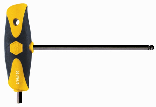 Wiha 33430 - Soft Grip Ball Hex Dual Drive T-Handle Black 3/16