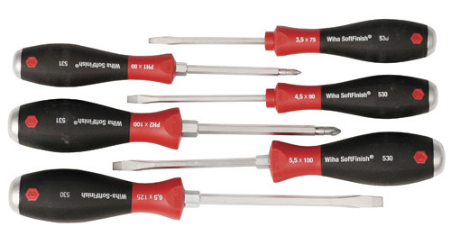 Wiha 53096 - SoftFinish Extra Heavy Duty Slotted and Phillips Screwdriver 6 Pc Set