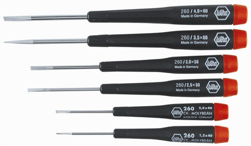 Wiha 26090 - Precision Slotted Screwdriver 6 Pc Set 1.5-4.0mm