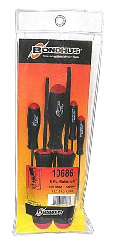 Bondhus 10686 - Set of 6 Ball End Hex Screwdrivers 1.5-5mm