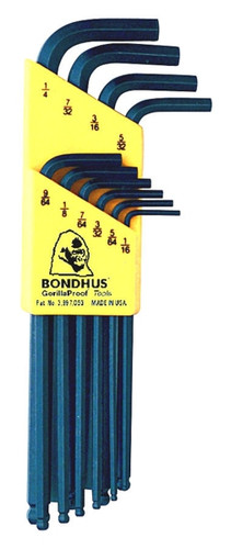 10pc Hex Key Set, 1/16