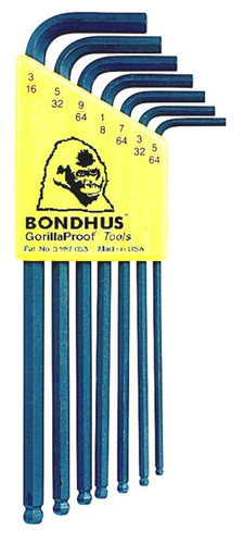 Bondhus 10945 - Set of 7 Ball End Hex L-keys 5/64-3/16