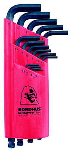Bondhus 10995 - Set of 15 Ball End Hex L-keys 1.27-10mm
