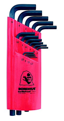 Bondhus 12195 - Set of 15 Hex L-keys 1.27-10mm - Long